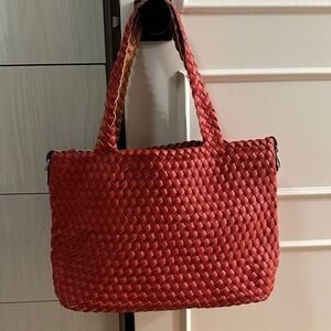 Elegant Red Woven Tote Bag